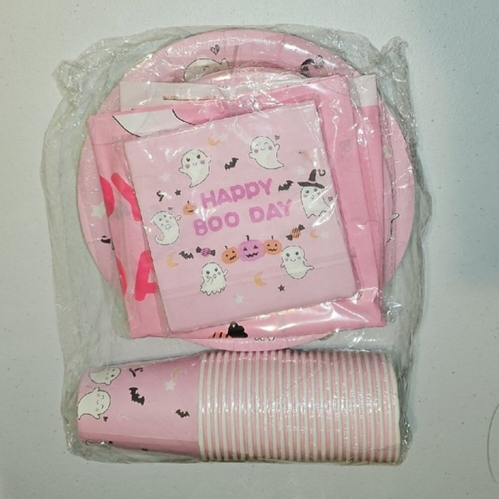 Happy Boo Day Birthday Party Supplies Pink New